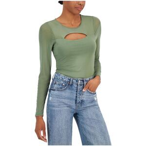 Crave Fame Womens Cutout Illusion Bodysuit Jumpsuit, Green, NWT
